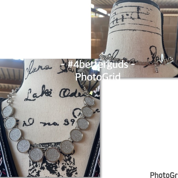 Bundle Set New York & Company Silver Sparkly Shimmery Necklace & Earring O/S - Picture 7 of 12